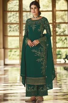 Green embroidered georgette salwar