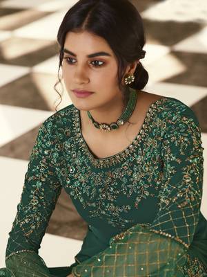 Green embroidered georgette salwar 2