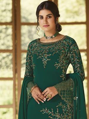 Green embroidered georgette salwar 3
