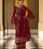 Red embroidered georgette salwar