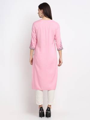 Pink embroidered cotton ethnic-kurtis 2