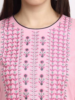 Pink embroidered cotton ethnic-kurtis 4