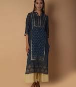 Navy-blue woven cotton kurtas-and-kurtis