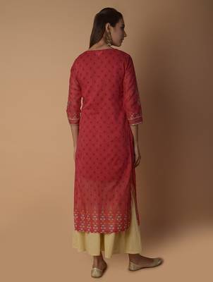 Pink woven cotton kurtas-and-kurtis 2