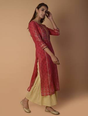 Pink woven cotton kurtas-and-kurtis 3