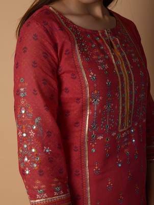 Pink woven cotton kurtas-and-kurtis 5