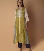 Yellow woven cotton kurtas-and-kurtis