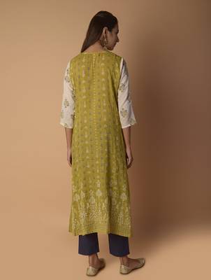 Yellow woven cotton kurtas-and-kurtis 2