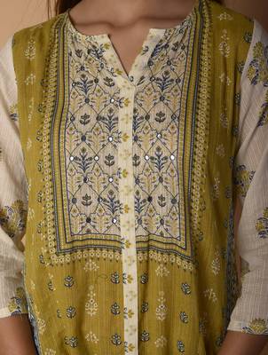 Yellow woven cotton kurtas-and-kurtis 5