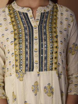 Off-white printed cotton kurtas-and-kurtis 5