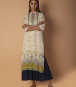 Off-white printed cotton kurtas-and-kurtis