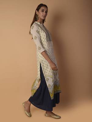 Off-white printed cotton kurtas-and-kurtis 4