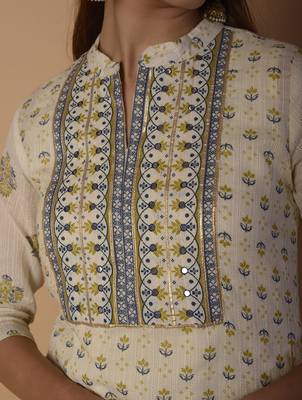 Off-white printed cotton kurtas-and-kurtis 5
