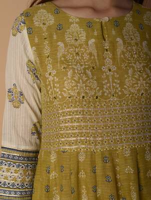 Yellow woven cotton kurtas-and-kurtis 5