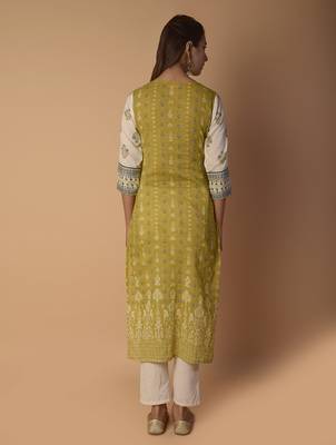Yellow woven cotton kurtas-and-kurtis 2