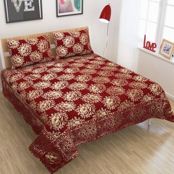 Queen Size (100x100 Inches) Bedsheets Soft Touch Chennile Jaquard Woven Desinger Double Bedsheet With Two Pillow Covers 1