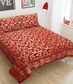 Queen Size (100x100 Inches) Bedsheets Soft Touch Chennile Jaquard Woven Desinger Double Bedsheet With Two Pillow Covers