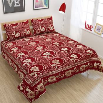 Queen Size (100x100 Inches) Bedsheets Soft Touch Chennile Jaquard Woven Desinger Double Bedsheet With Two Pillow Covers 1