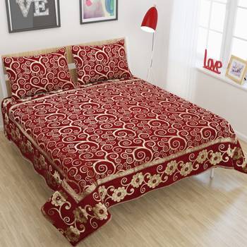Queen Size (100x100 Inches) Bedsheets Soft Touch Chennile Jaquard Woven Desinger Double Bedsheet With Two Pillow Covers 1