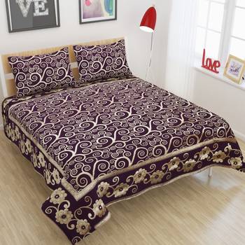 Queen Size (100x100 Inches) Bedsheets Soft Touch Chennile Jaquard Woven Desinger Double Bedsheet With Two Pillow Covers 1