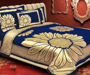 Queen Size (100x100 Inches) Bedsheets Soft Touch Chennile Jaquard Woven Desinger Double Bedsheet With Two Pillow Covers 1