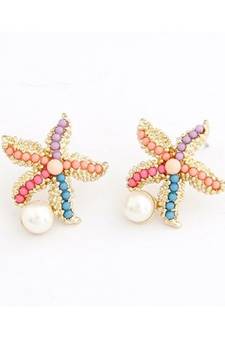 Starfish Pearl Stud Earrings