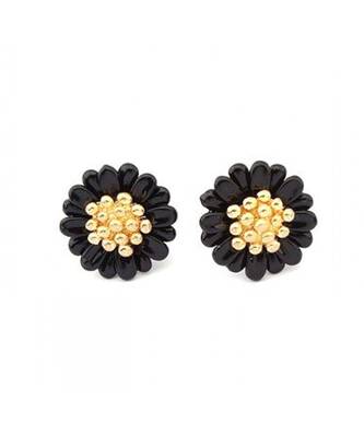 Daisy Black Gold Plated Stud Earrings 1