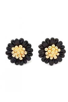 Daisy Black Gold Plated Stud Earrings