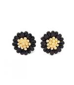 Daisy Black Gold Plated Stud Earrings