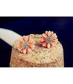 Daisy Orange Gold Plated Stud Earrings