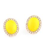 Neon Yellow Oval Stud Earrings