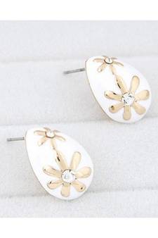 White Waterdrop Stud Earrings