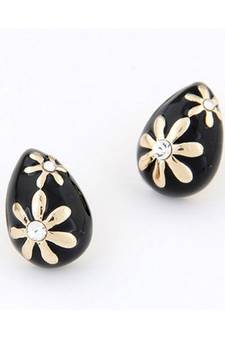 Black Waterdrop Stud Earrings