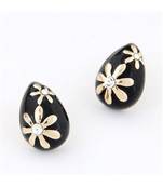 Black Waterdrop Stud Earrings