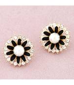 Black Enamel Pearl Flower