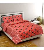 Ridan Cotton Multicolour Printed Double Bed Sheet With Pillow Cover