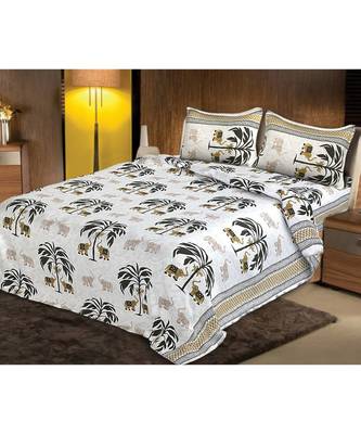 Ridan Cotton Multicolour Printed Double Bed Sheet With Pillow Cover 1
