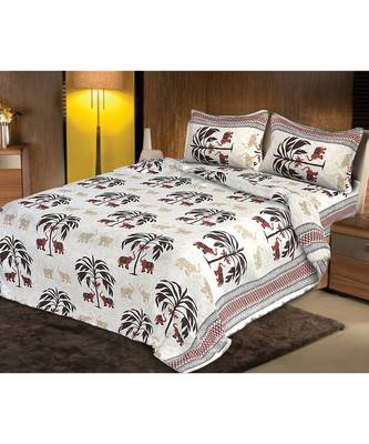 Ridan Cotton Multicolour Printed Double Bed Sheet With Pillow Cover 1