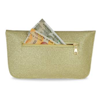 NFI essentials Wallet for Girl's Stylish Gold Clutch Hand Women's Wallet Card Holders Money Purse Mobile Pouch 5
