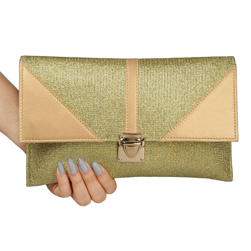 NFI essentials Wallet for Girl's Stylish Gold Clutch Hand Women's Wallet Card Holders Money Purse Mobile Pouch