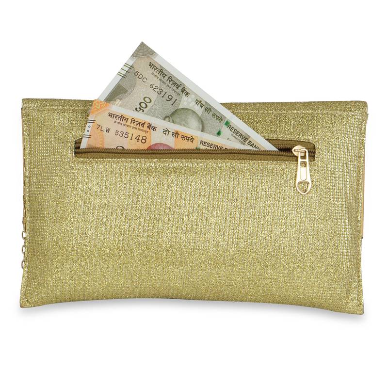 NFI essentials Wallet for Girl's Stylish Gold Clutch Hand Women's Wallet Card Holders Money Purse Mobile Pouch