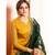 Mustard & Green Satin Georgette Women's Salwar Suit With Banarasi Dupatta