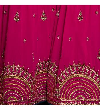 Navy Blue & Rani Pink Satin Georgette Women's Semi-Stitched Sharara Suit 4