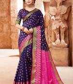 Purple embroidered silk saree with blouse
