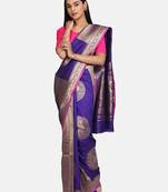 VASTRANAND  Purple & Gold-Coloured Silk Blend Woven Design Banarasi Saree