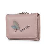 NFI essentials Fashion PU Leather Women's Mini Clutch Wallet Girls Leaf Bi-fold Card Holder Womens Purse  (Pink)