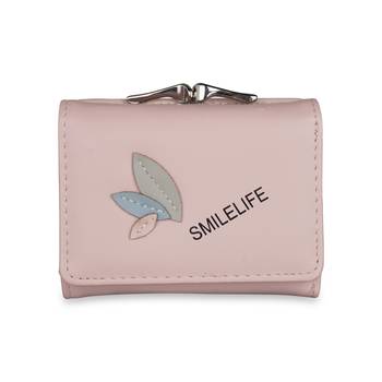 NFI essentials Fashion PU Leather Women's Mini Clutch Wallet Girls Leaf Bi-fold Card Holder Womens Purse  (Pink) 2