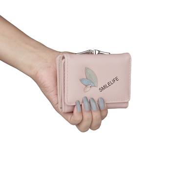 NFI essentials Fashion PU Leather Women's Mini Clutch Wallet Girls Leaf Bi-fold Card Holder Womens Purse  (Pink) 3