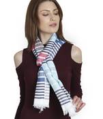 Anekaant White & Multi Woven Striped Viscose Lurex Stole