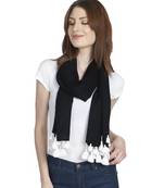 Anekaant Black & White Solid Viscose Rayon Stole